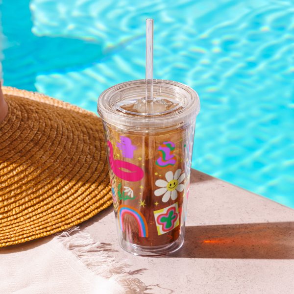 Groovy Stickers Reusable Tumbler