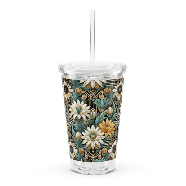 Art Deco Flowers Reusable Tumbler