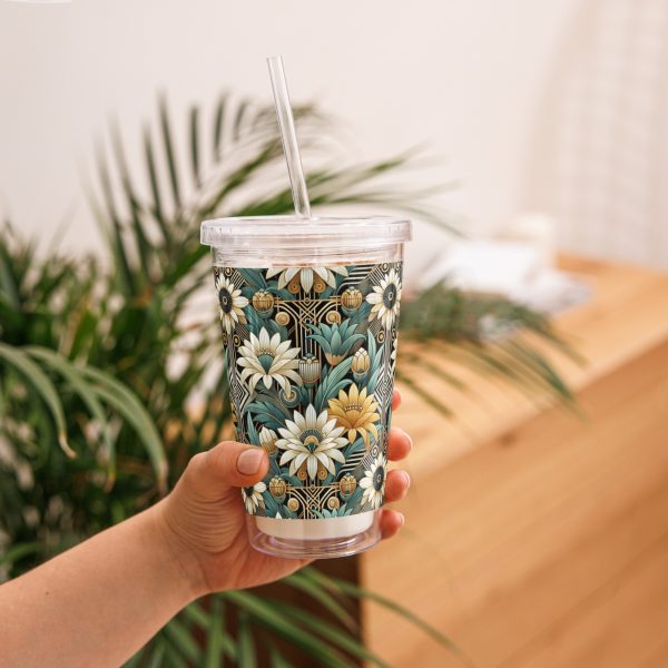 Art Deco Flowers Reusable Tumbler