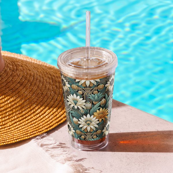 Art Deco Flowers Reusable Tumbler