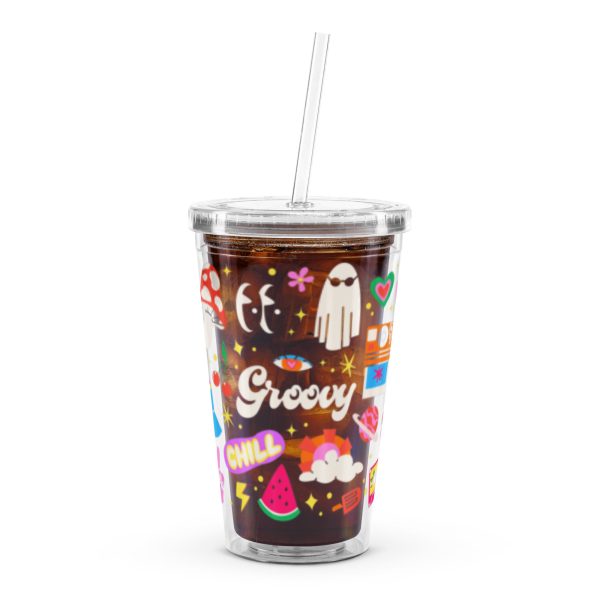 Groovy Stickers Reusable Tumbler