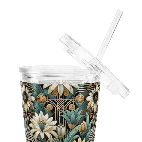 Art Deco Flowers Reusable Tumbler