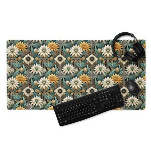 Art Deco Flowers Gaming Mouse Pad