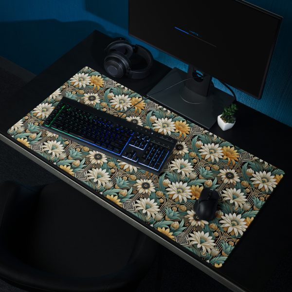 Art Deco Flowers Gaming Mouse Pad