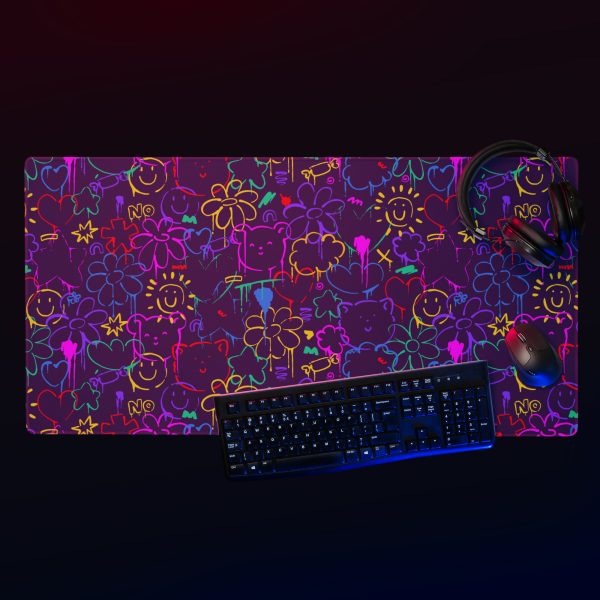 Neon Doodle Gaming Mouse Pad