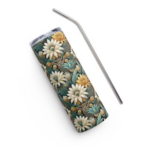 Art Deco Flowers Stainless Steel Tumbler